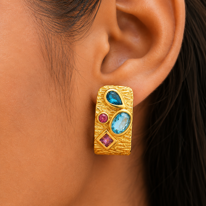 Mosaic Stone Hoops