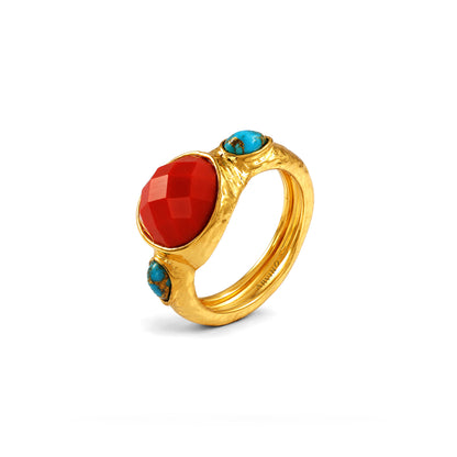 Caldera Turquiose Coral 92.5 Sterling Silver Ring