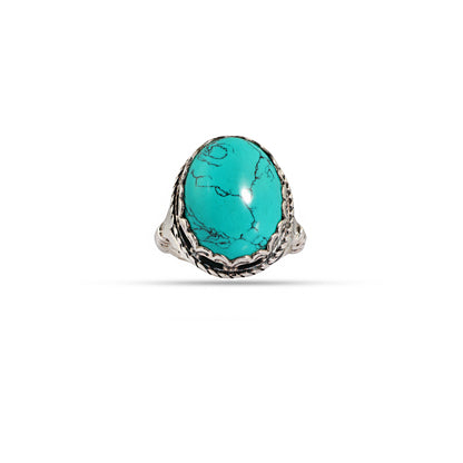 Carved Turquoise 92.5 Sterling Silver Men’s Ring