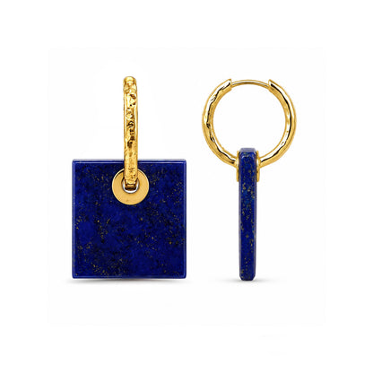 Lapis Lazuli Square Hoop Earrings