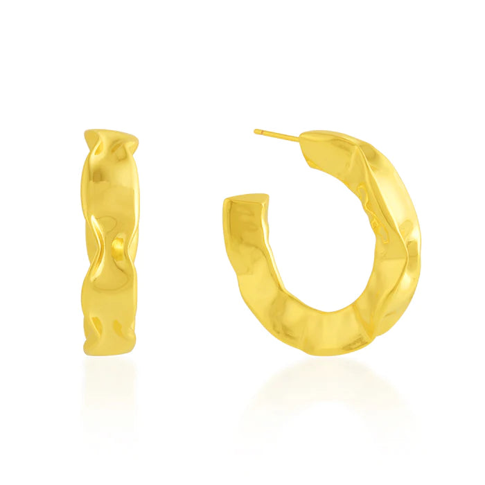 Hammered Gold Foil Hoops Medium