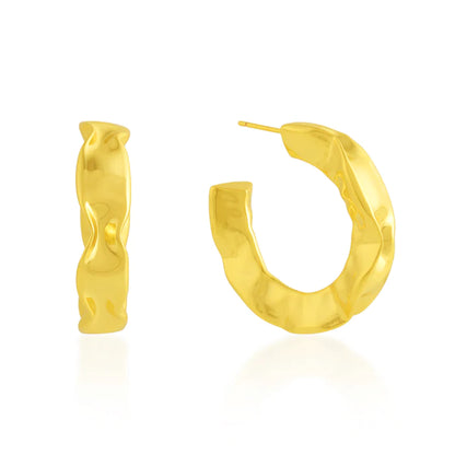 Hammered Gold Foil Hoops Medium