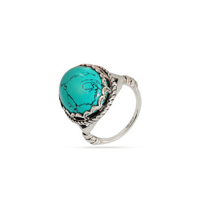 Carved Turquoise 92.5 Sterling Silver Men’s Ring