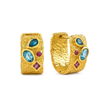Mosaic Stone Hoops