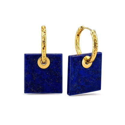 Lapis Lazuli Square Hoop Earrings