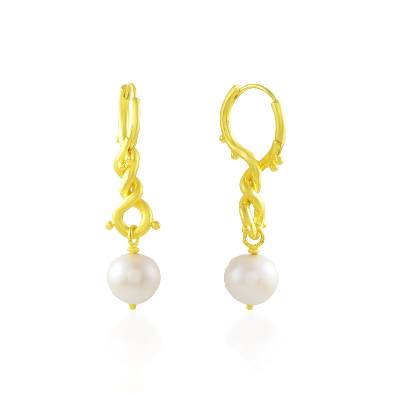 Dotted Pearl Earrings (Water Resistance Premium Plating)