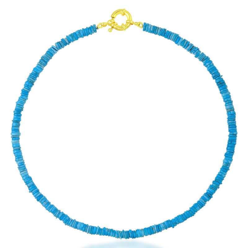 Turquoise Tier Beaded Necklace (Water Resistance Premium Plating)