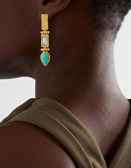 Turquoise & Blue Topaz Drop Earrings