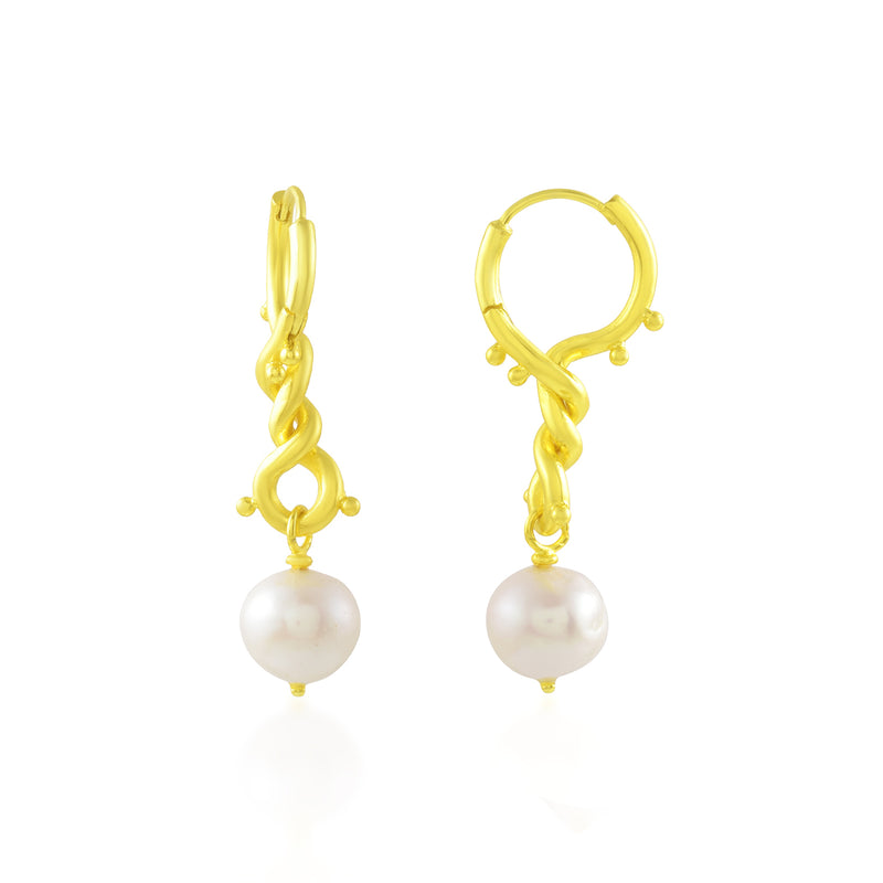 Dotted Pearl Earrings (Water Resistance Premium Plating)