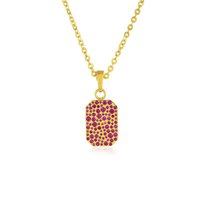 Pink Gems Bullion Charm Necklace (Water Resistance Premium Plating)