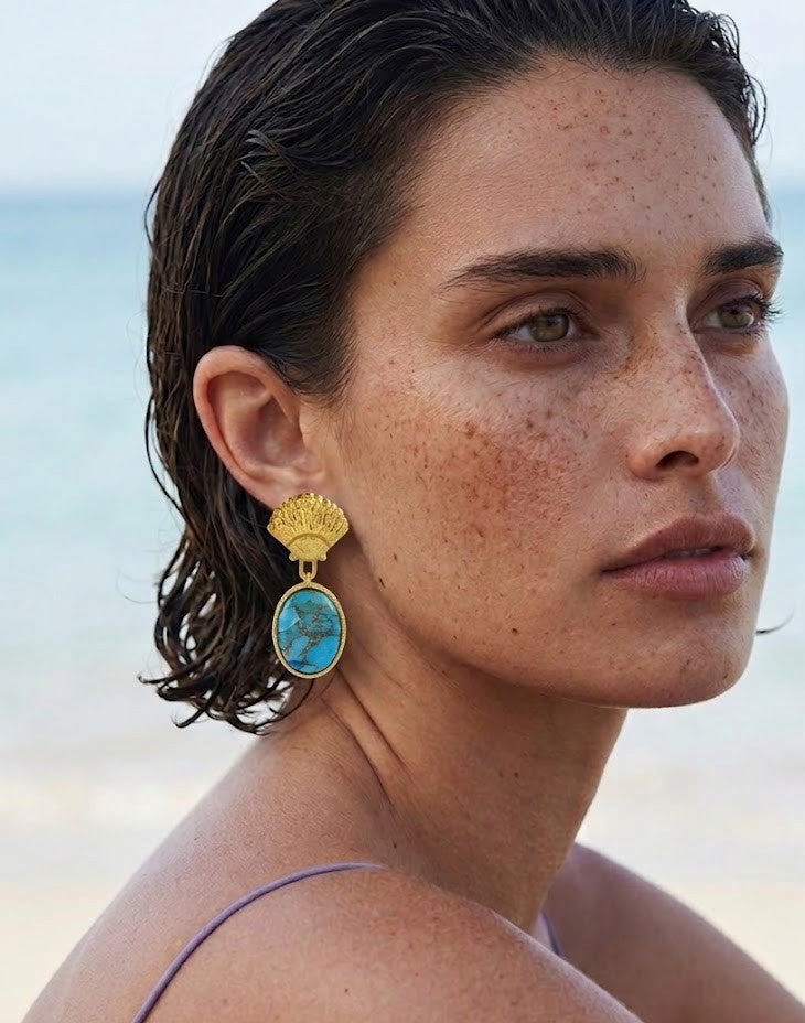 Turquoise Shell Drop Earrings