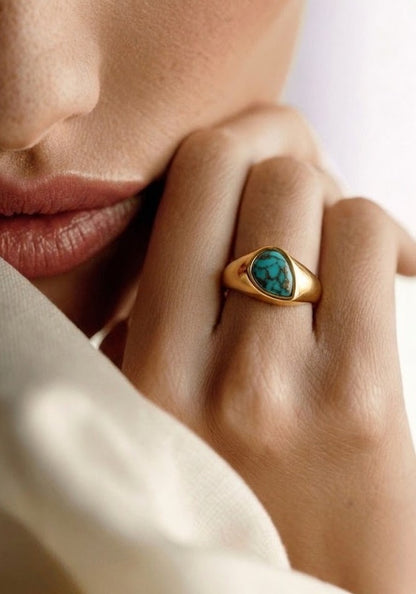 Turquoise Bezel 92.5 Sterling Silver Ring