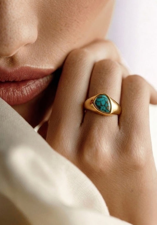 Turquoise Bezel 92.5 Sterling Silver Ring