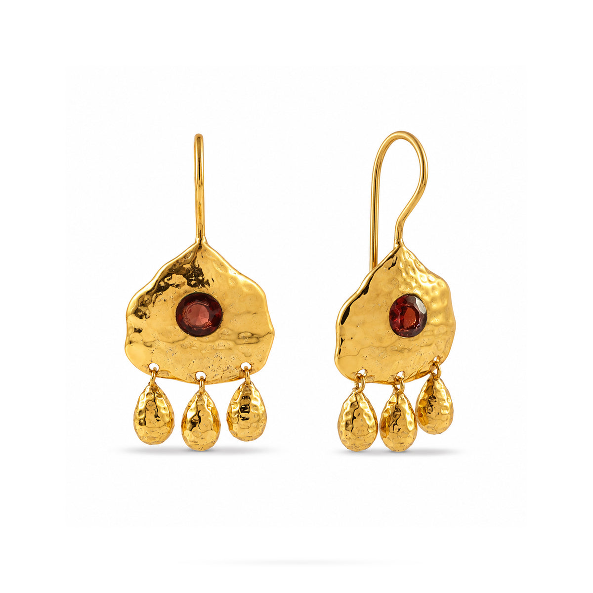 Garnet Sunburst Earrings