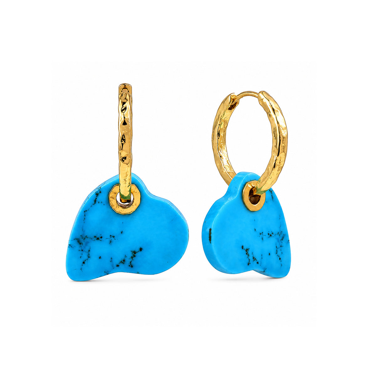 Turquoise Pebble Gold Hoop Earrings