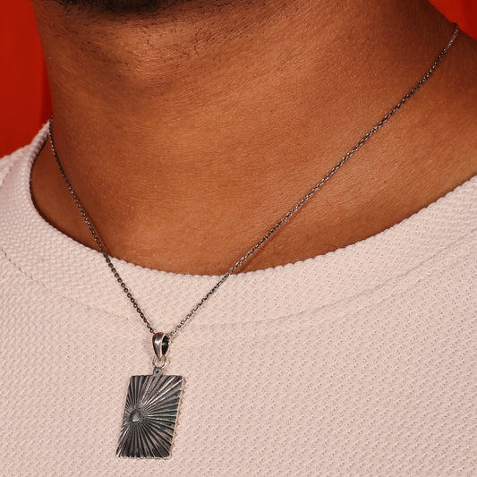 Radiance Tag 92.5 Sterling Silver Men’s Necklace