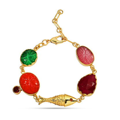 Fish Motif Multi Gem Bracelet