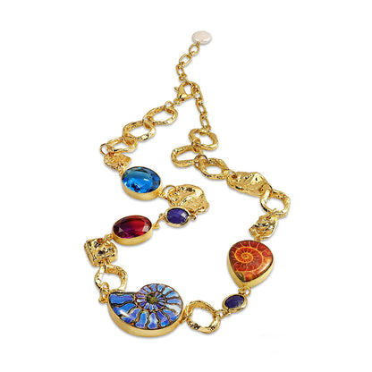 Ammonite & Gemstone Link Necklace