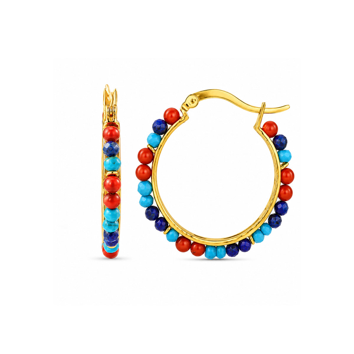 Coastal Mosaic Multicolour Beaded Hoops