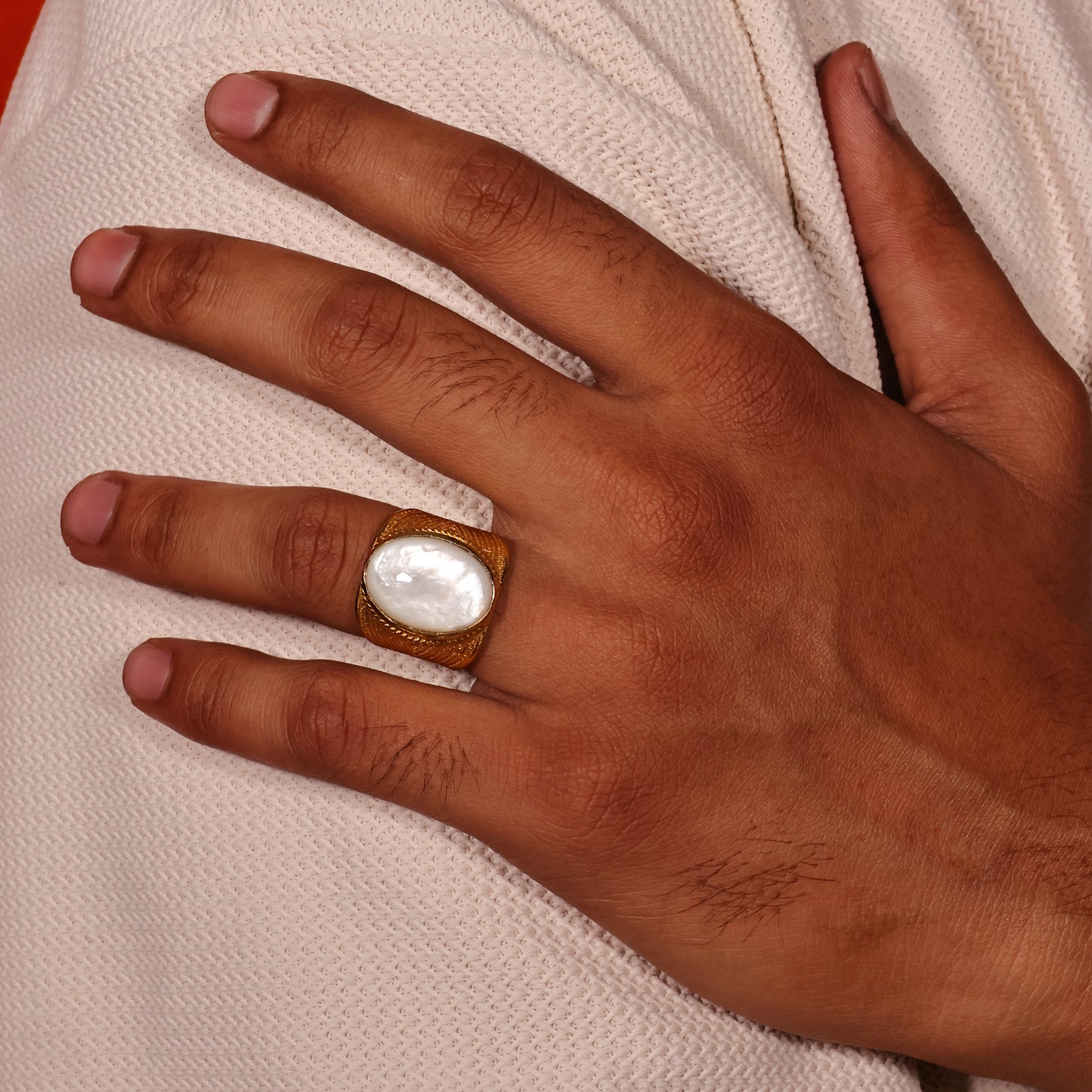 Pearl Crown Men's 92.5 Sterling Silver Ring Gold