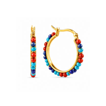 Coastal Mosaic Multicolour Beaded Hoops