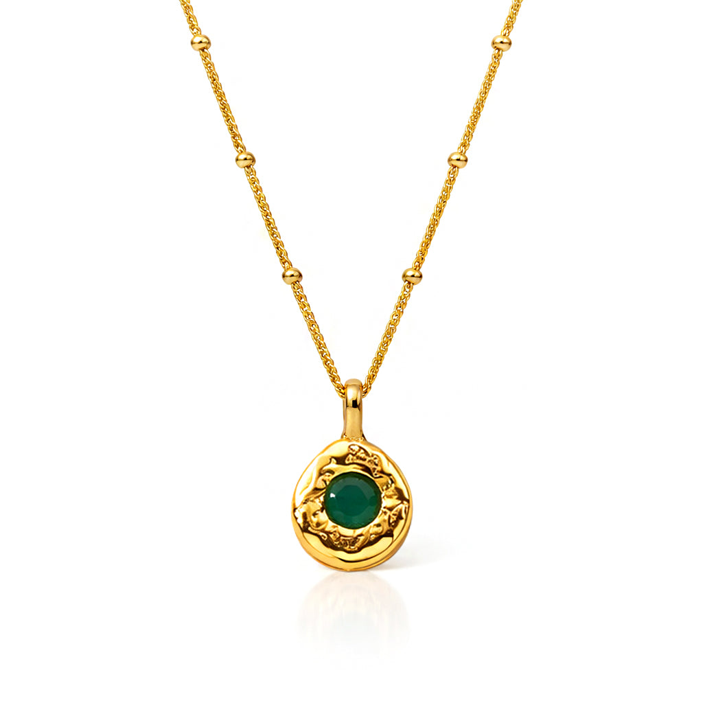 Green Onyx Medallion Charm Necklace