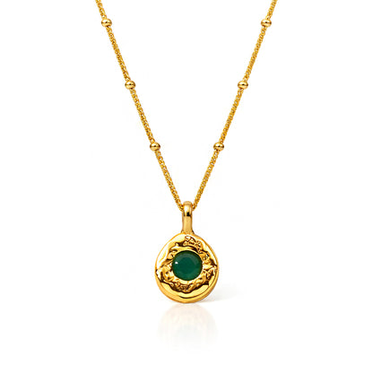 Green Onyx Medallion Charm Necklace
