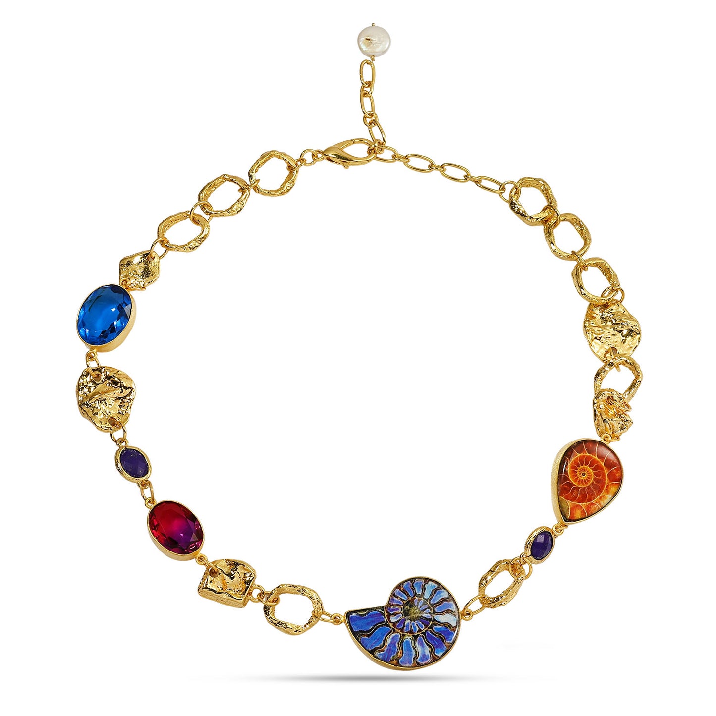 Ammonite & Gemstone Link Necklace