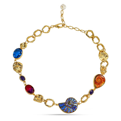 Ammonite & Gemstone Link Necklace