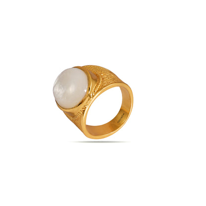 Pearl Crown Men's 92.5 Sterling Silver Ring Gold