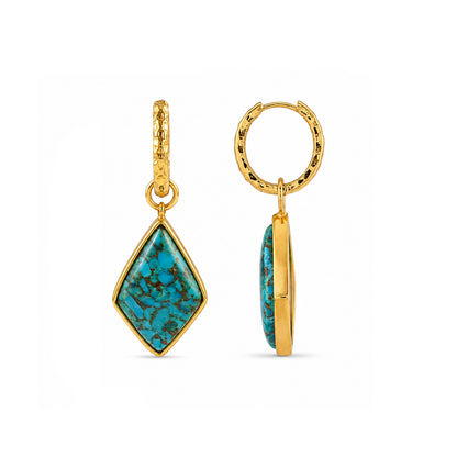 Turquoise Mineral Huggie Earrings