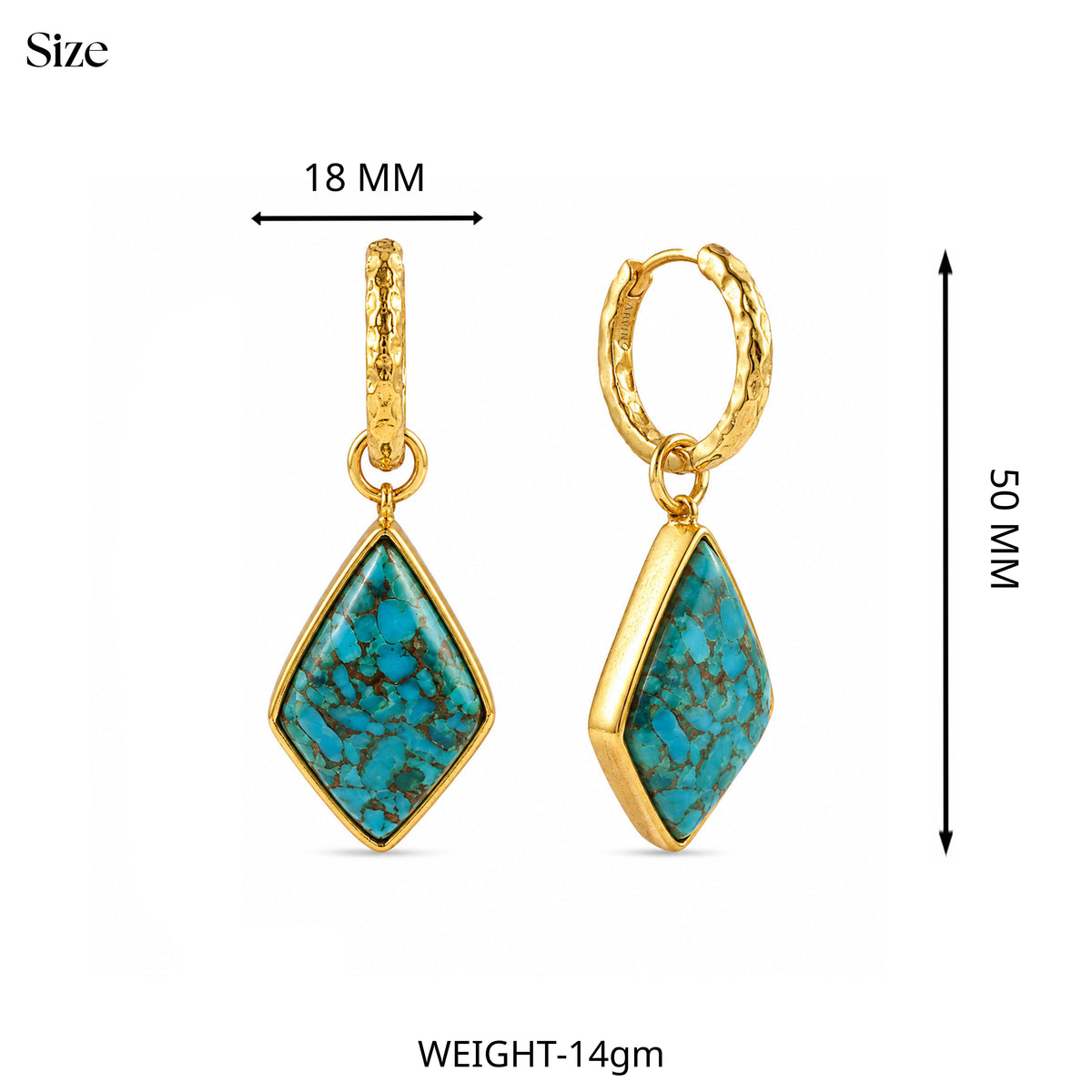 Turquoise Mineral Huggie Earrings