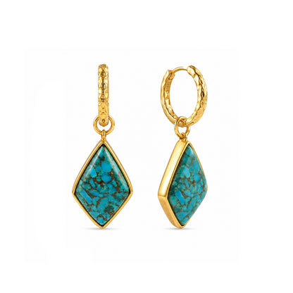 Turquoise Mineral Huggie Earrings