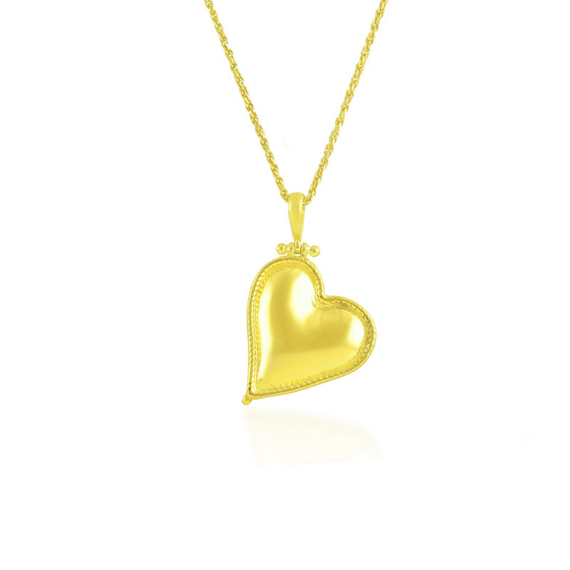 Bordered Heart Necklace (Water Resistance Premium Plating)