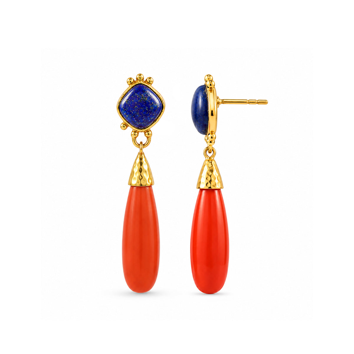 Lapis Coral Drop Earrings