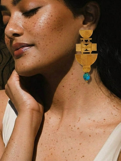 Turquoise Folk Earrings