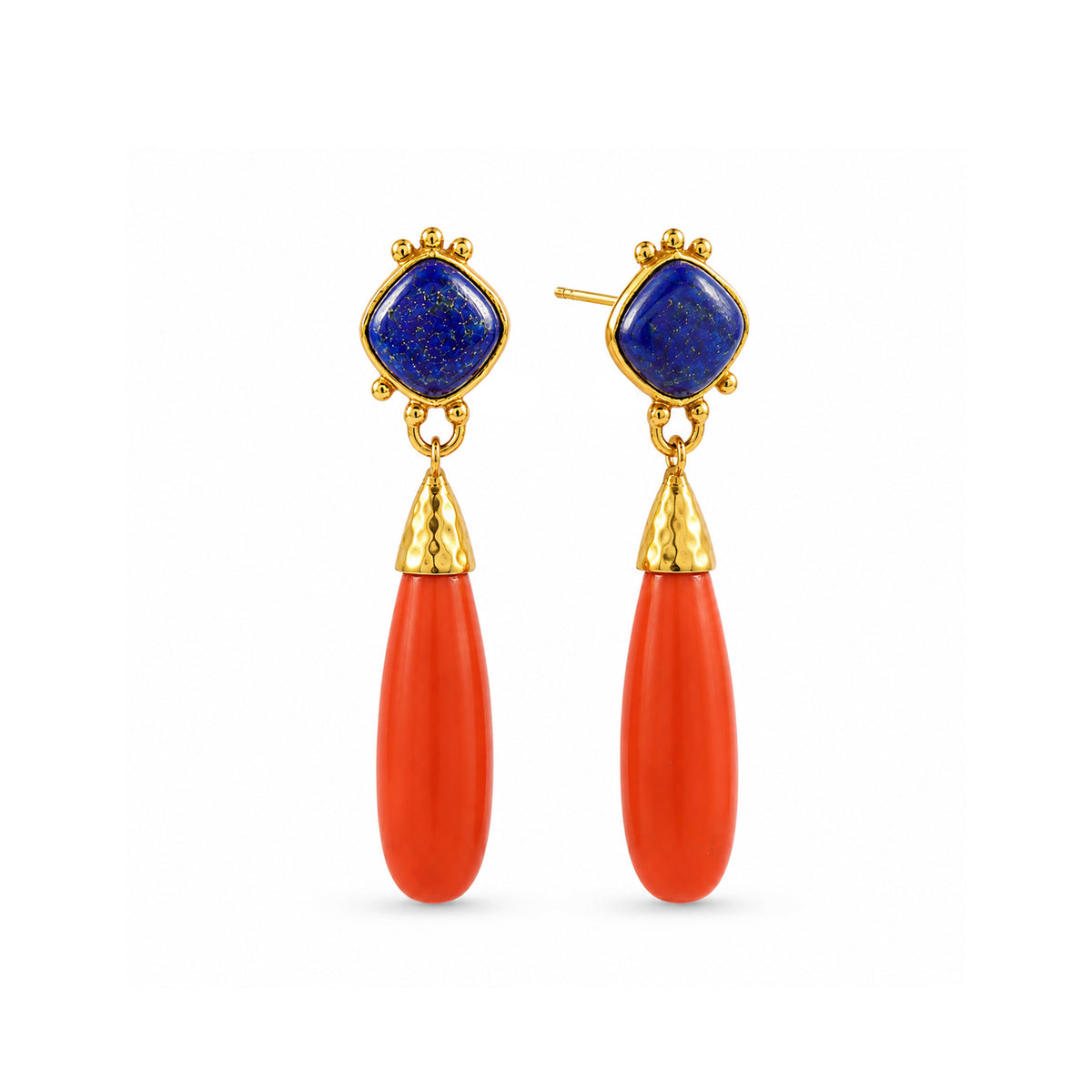 Lapis Coral Drop Earrings