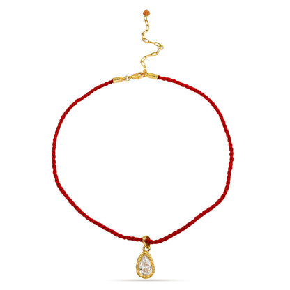 Teardrop Crystal Cord Necklace in 92.5 Sterling Silver