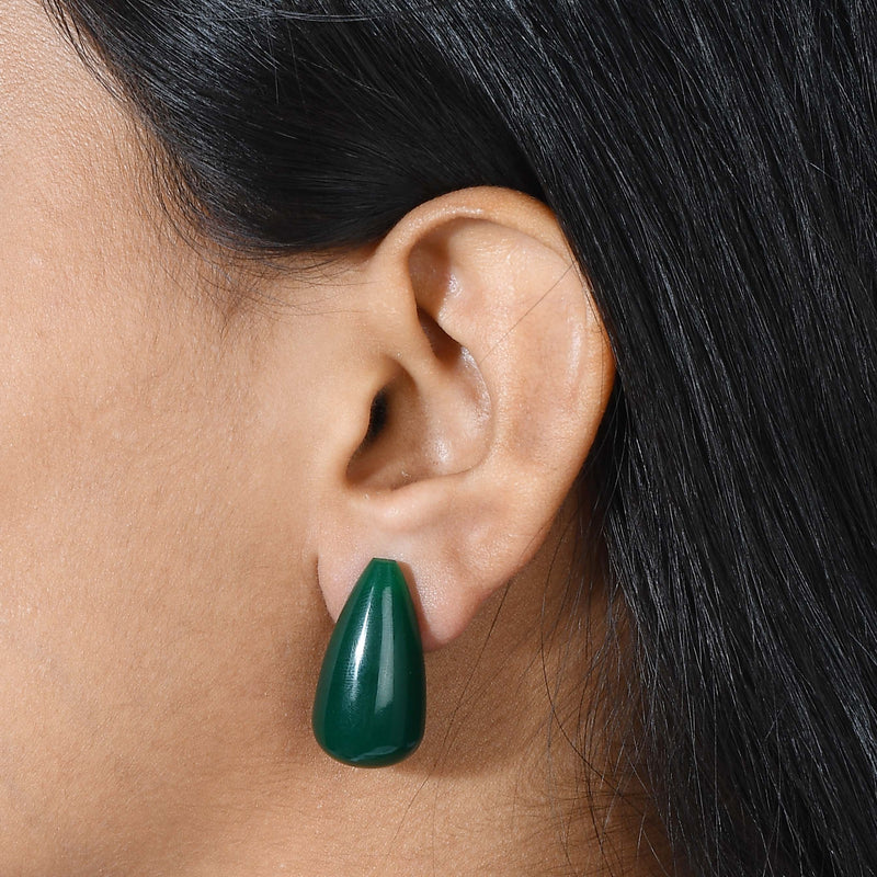 Green Jade Drop Earrings (Water Resistance Premium Plating)
