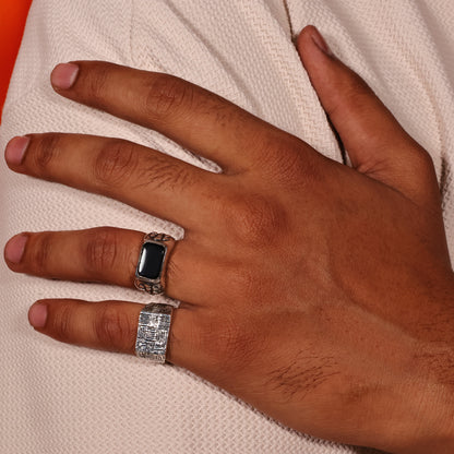 Onyx Block Men’s 92.5 Sterling Silver Ring