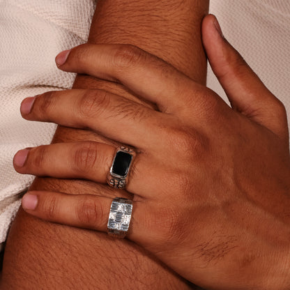 Onyx Block Men’s 92.5 Sterling Silver Ring