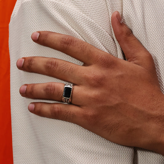 Onyx Block Men’s 92.5 Sterling Silver Ring