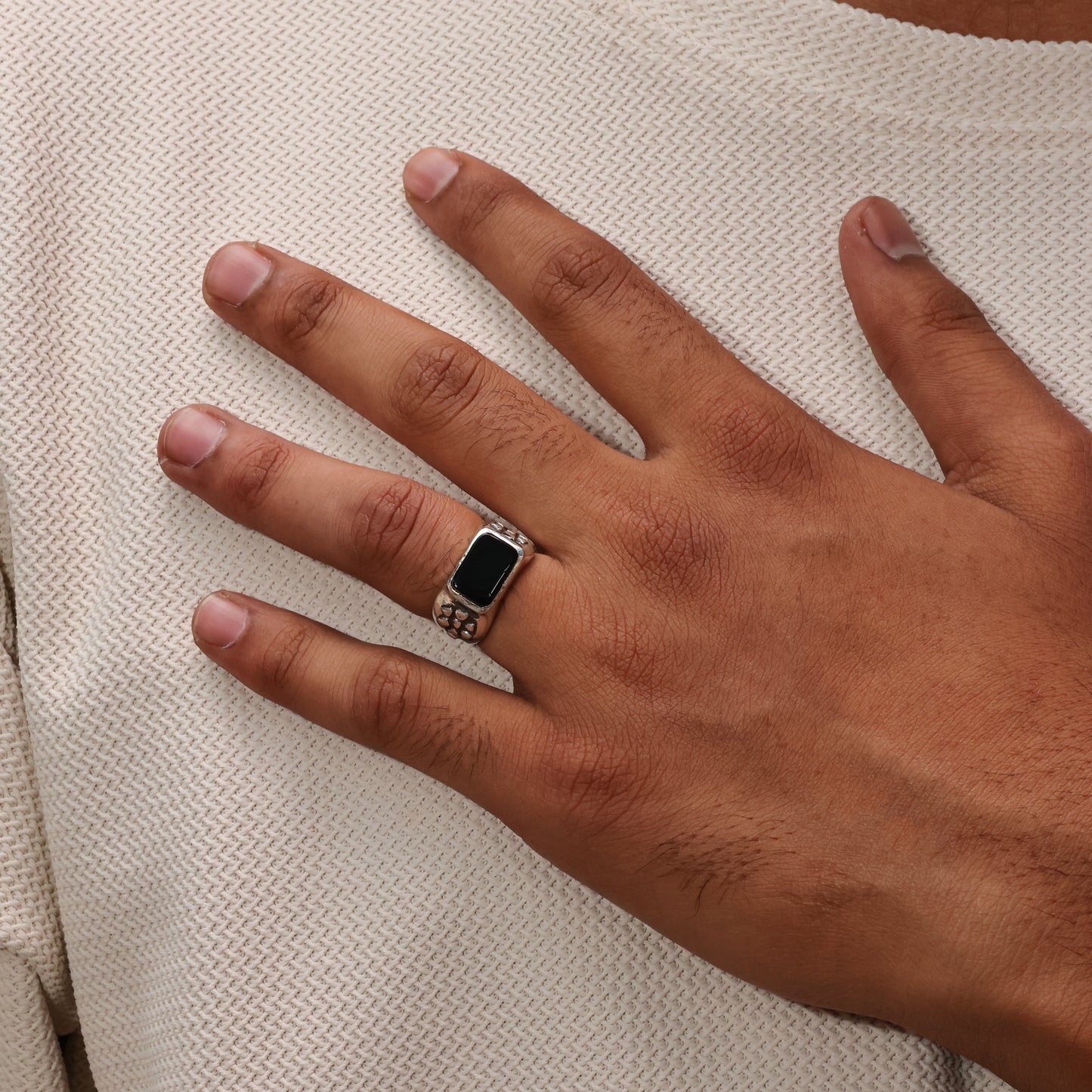 Onyx Block Men’s 92.5 Sterling Silver Ring