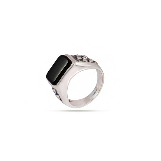 Onyx Block Men’s 92.5 Sterling Silver Ring