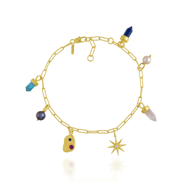 Tiny Multi Charm Anklet (Water Resistance Premium Plating)