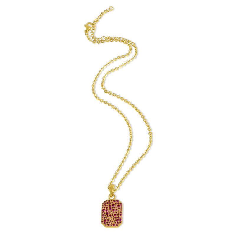 Pink Gems Classic Bullion Charm Necklace (Water Resistance Premium Plating)