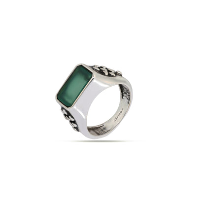 Green Edge 92.5 Sterling Silver Men’s Ring