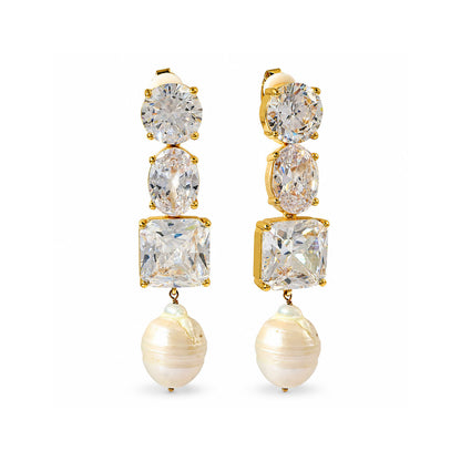Crystal & Baroque Pearl Drop Earrings