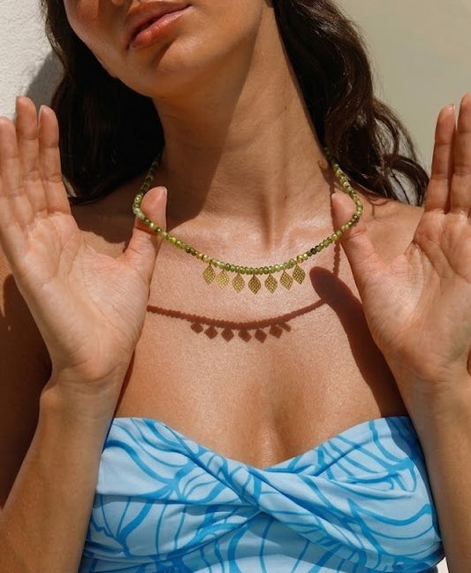 Green Tourmaline Fringe Charm Necklace