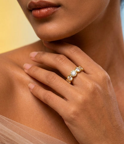 Crystal Bezel Eternity Band Ring